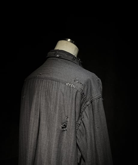 Vintage damage Black denim shirt