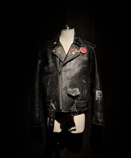 Vintage Leather Biker Custom Double Riders Jacket with Vintage Badges