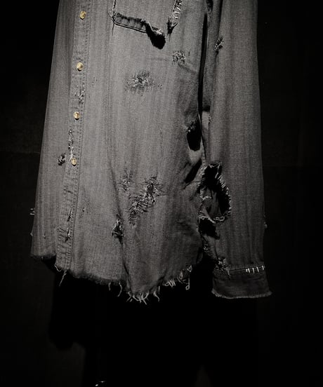 Vintage damage Black denim shirt
