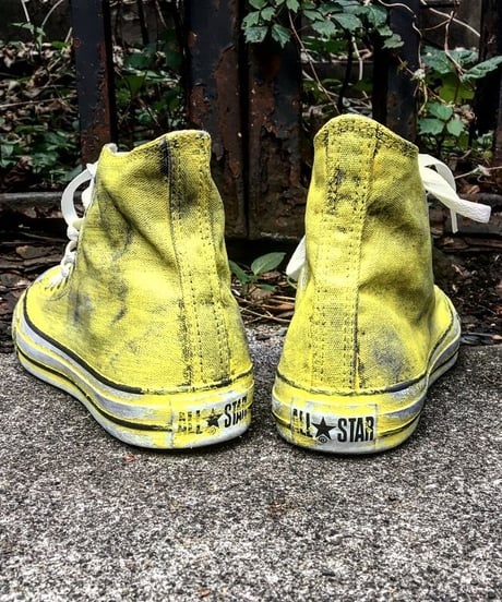 Discoloration Vintage High cut Sneaker YELLOW