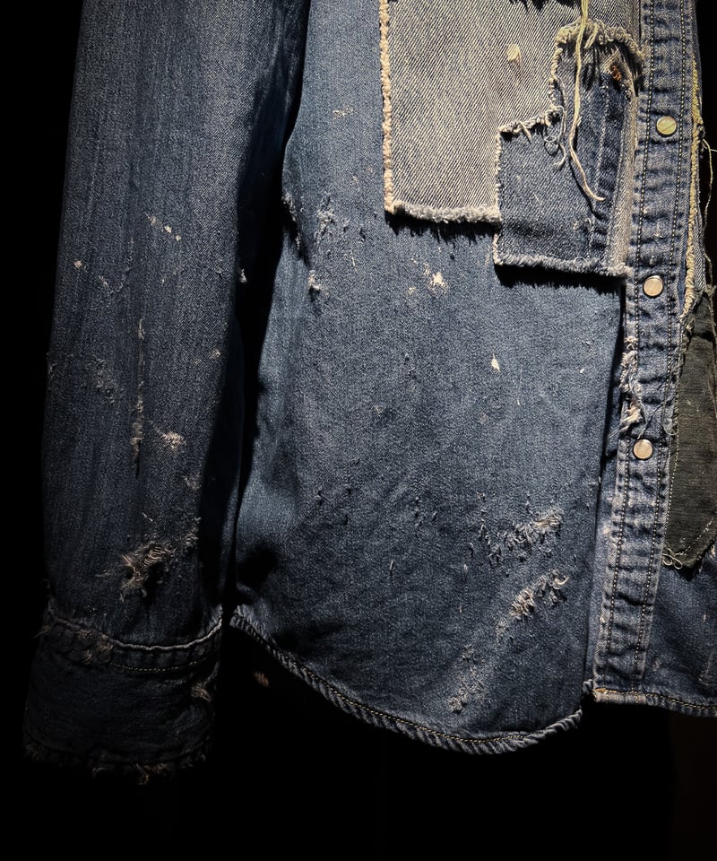 Vintage damage & patchwork denim shirt | RESURR