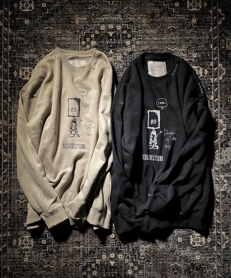 I THINK,,, character sweat shirt (BLACK)