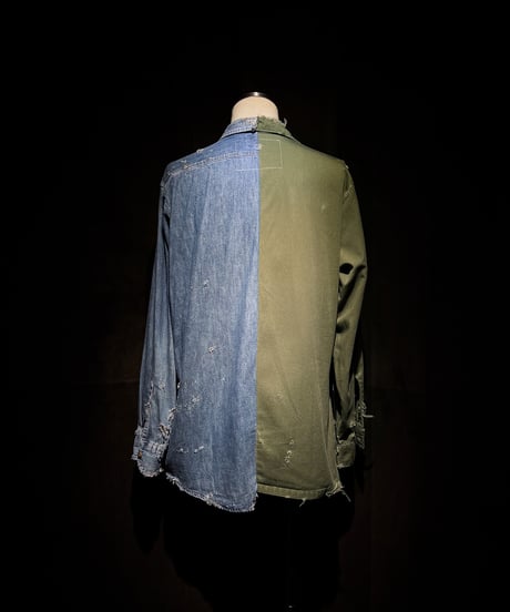 50/50 Split Rebuild Vintage 70's Military/Denim Shirt