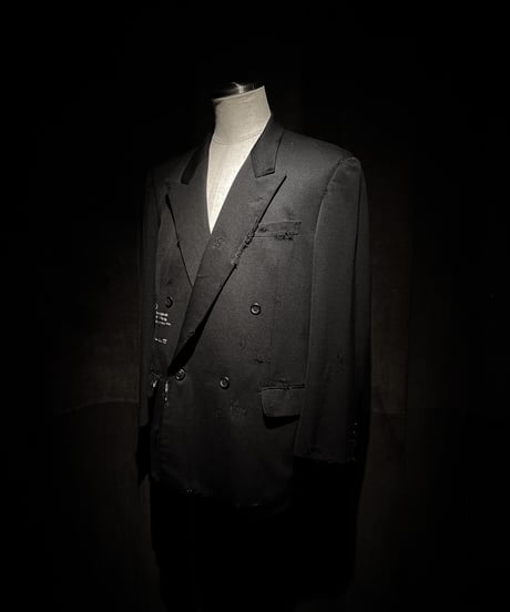 Distressed Double-Breasted Tailored Jacket