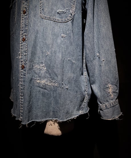 Vintage damage Indigo Work Denim Shirt