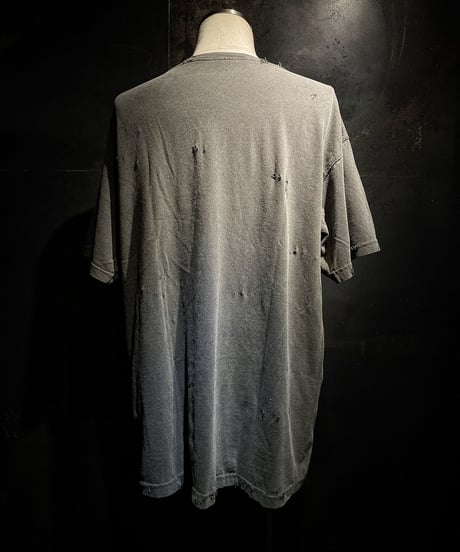Guitar vintage dye damage T-shirt (Old black)
