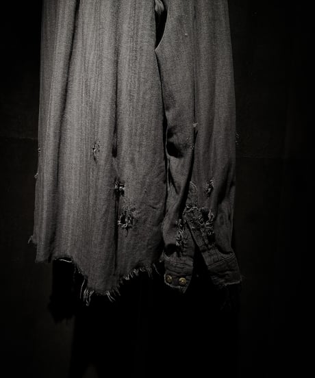 Vintage damage Black denim shirt