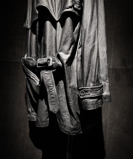 Vintage double trench cow leathe coat