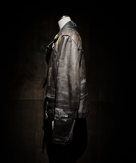 Vintage Leather Biker Jacket with UK-Sourced Badges & Pins