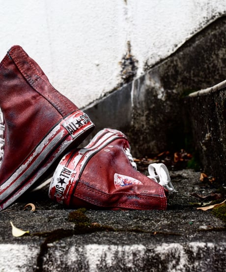 Discoloration Vintage High cut Sneaker RED