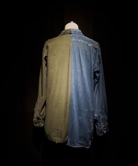 Split Rebuild Vintage Military Denim Shirt