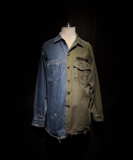 Split Rebuild Vintage Military Denim Shirt