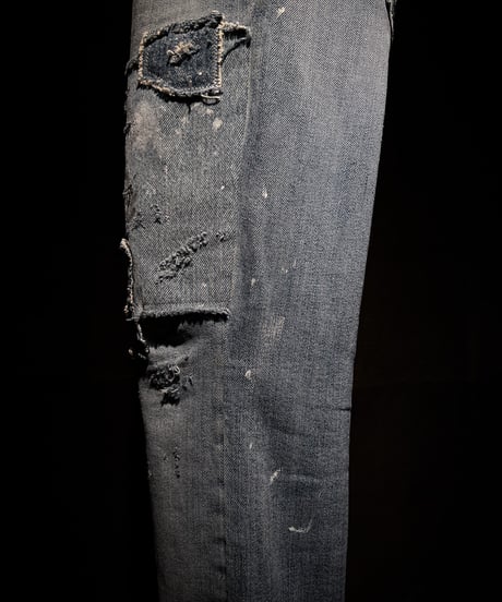 Vintage Damage Repair Light Wash Denim Pants