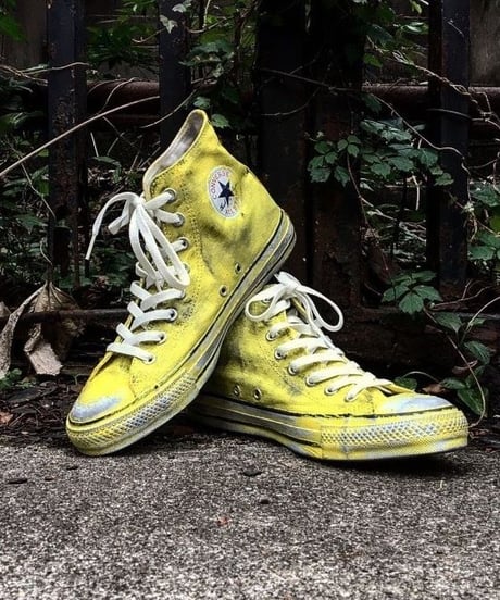 Discoloration Vintage High cut Sneaker YELLOW