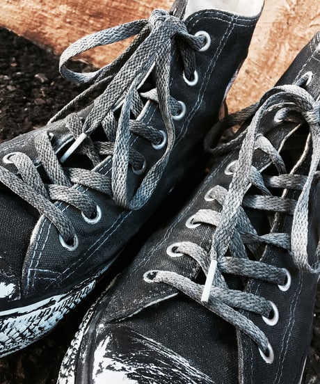 Discoloration Vintage High cut Sneaker Old BLACK