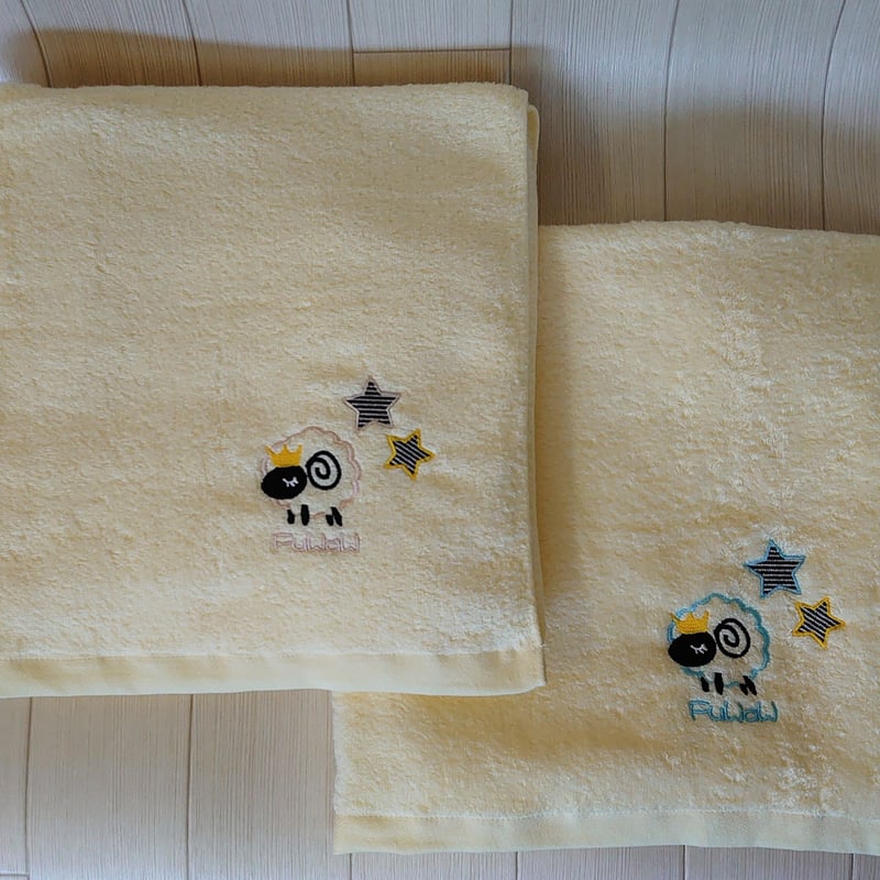 ひつじのふわわ 【刺繍】バスタオル | kato towel factory (加藤タオル)