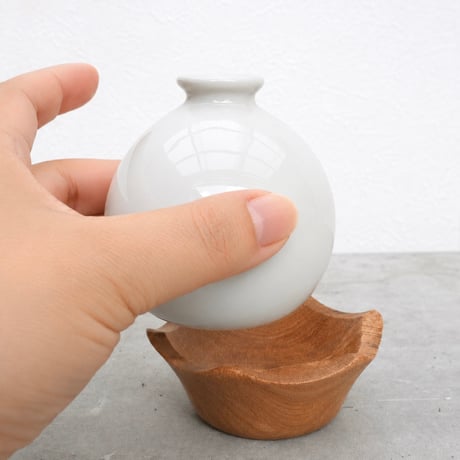 flower vase［陶器×材木］
