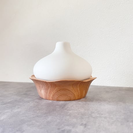 flower vase［陶器×材木］