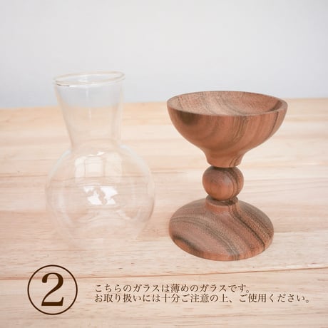 flower vase［ガラス×材木］