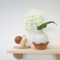 flower vase［陶器×材木］