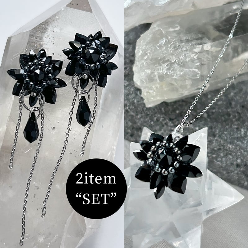 Re′neige~ Black Spinel ~ Earring(YURARI)＆Neckla