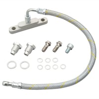 SR400専用ツインオイルラインキット「KEDO/クラシック」・アルミブロック（ステンメッシュ）｜SR400/SR400FI/SR500[デイトナ93264同等品]