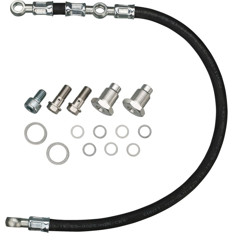 SR400用ツインオイルラインキット「KEDO/レースライン」（黒ラバー