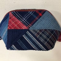 阿波しじら織　三角つなぎのミニポーチ