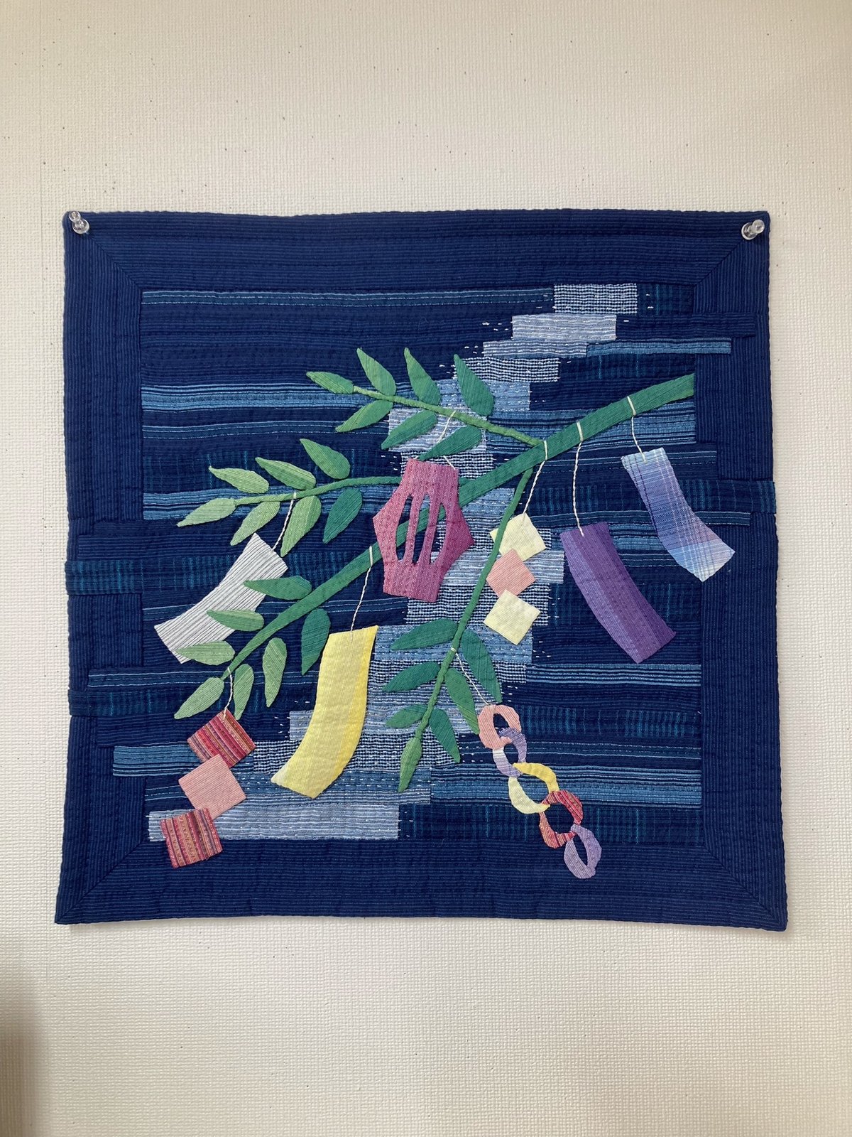 阿波しじら織　パッチワーク　ドロップポケットワンピース　ロング丈 一点もの 阿波しじら織 パッチワーク ドロップポケットワンピース ロング