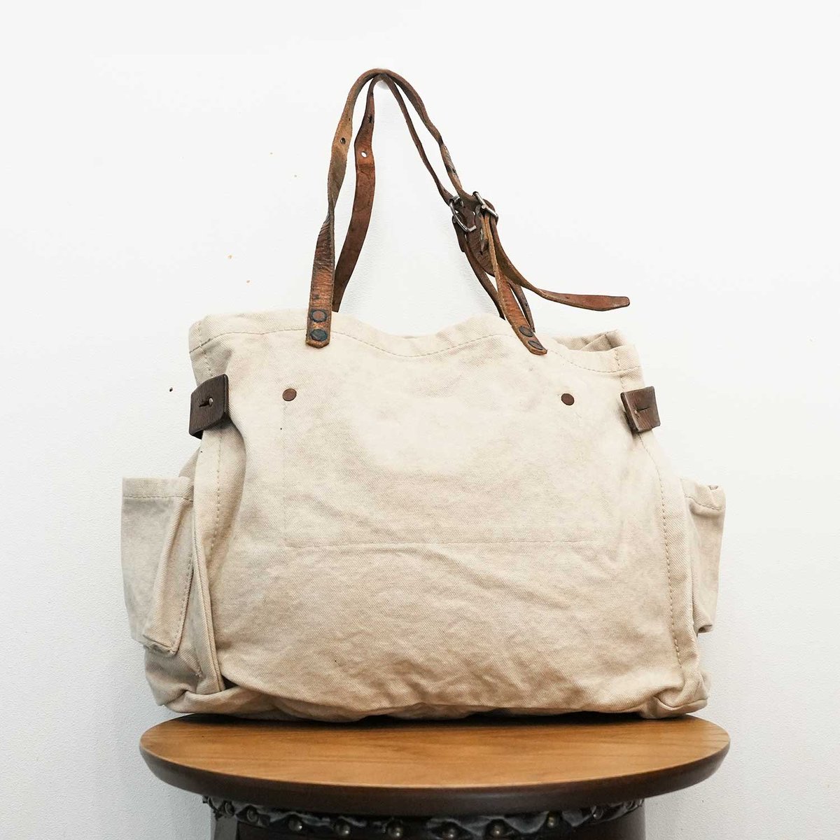 【ビンテージバッグ】 ミリタリー　トートバッグ　コールバッグ レザーハンドル ビンテージバッグ】 ミリタリー トートバッグ コールバッグ