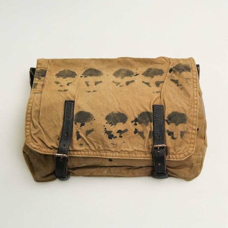 Oilcloth ショルダーバッグ ビンテージオイルクロス使用 ハンドプリント