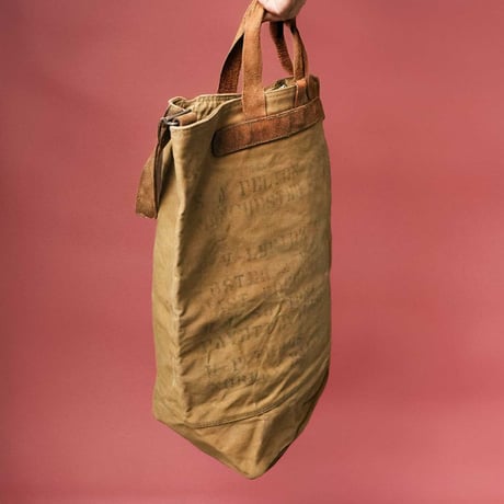 Oilcloth Vintage Big Tote ビンテージオイルクロス生地使用 革部ビンテージミリタリーバッグ使用