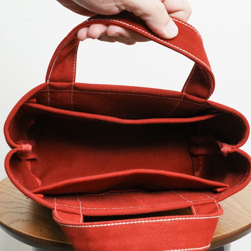 極厚4号帆布 ハンドメイド トートバッグ レッド(ミニ)｜100年