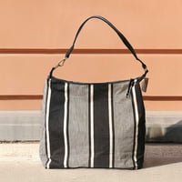 FRENCH VINTAGE BEDCOVER LEATHER SHOULDER BAG 40sフランスベッドカバー × 牛革 ショルダーバッグ【T.K GARMENT SUPPLY】