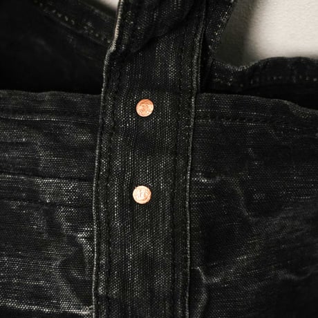 50s CZECH MILITARY BLACK DYED COPPER RIVET TOTE BAG 50s チェコ軍ダッフル × 黒染め × 銅リベット トートバッグ
