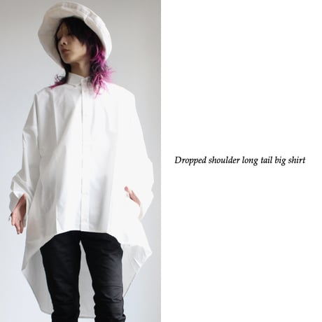 【albino】 ドロップショルダーロングテールビッグシャツ
