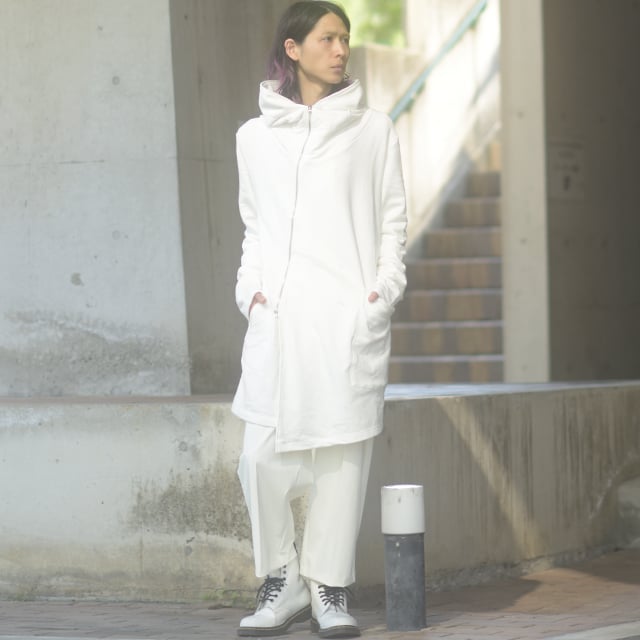 新品MSGM アシメトリーパーカー後ろ長めパーカーホワイトXS 羽織