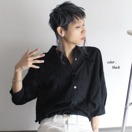 【albino】 ロッキーバル加工ランダムタックビッグシャツ