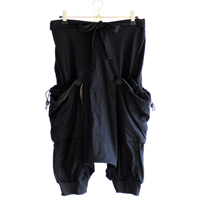 EVERSOUL】 フラップ二重ポケット×ベルト付きクロップドカーゴサルエル