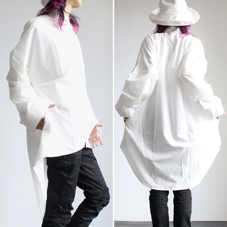 【albino】 ドロップショルダーロングテールビッグシャツ