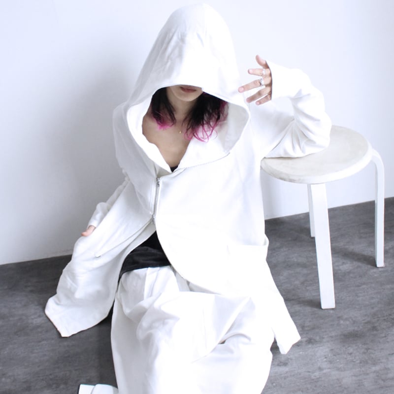 albino】 ポケット×裾アシンメトリースウェットモッズパーカー | albino