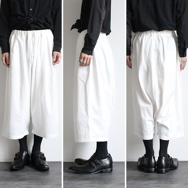 黒 プリーツ サルエルパンツ albino】 モモンガ型プリーツデザインサルエルパンツ | albino
