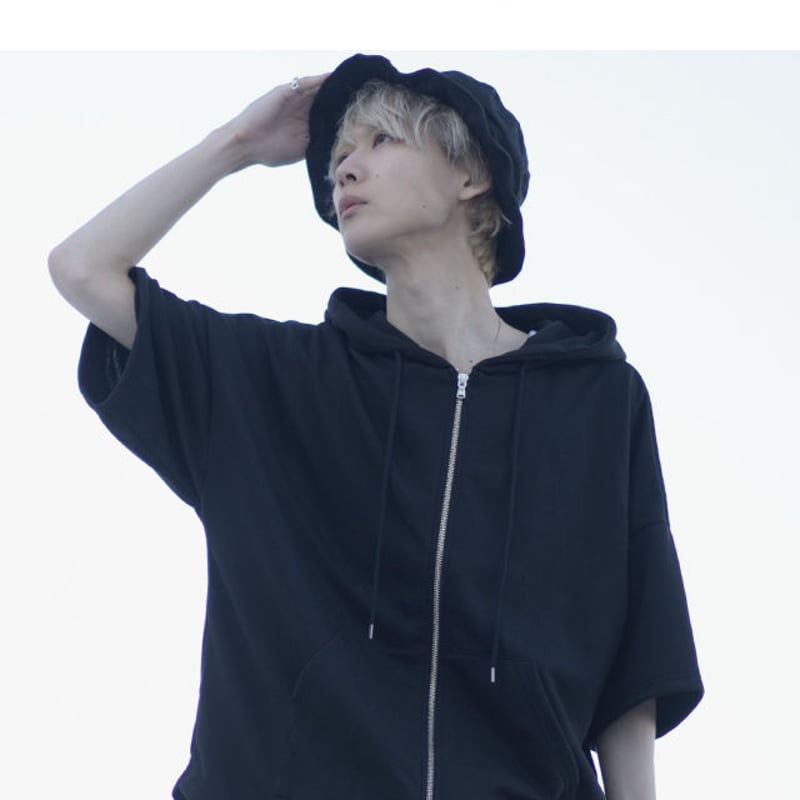albino】 上下ZIPアップ5分袖スウェットポンチョパーカー | albino albino】 上下ZIPアップ5分袖スウェットポンチョパーカー | albino