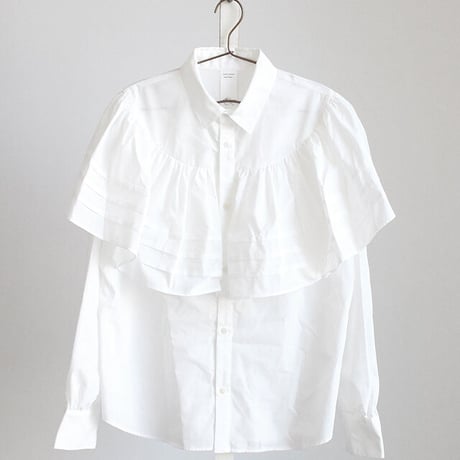 【albino】 ラッフルカラー風プリーツフリル付きドレスシャツ