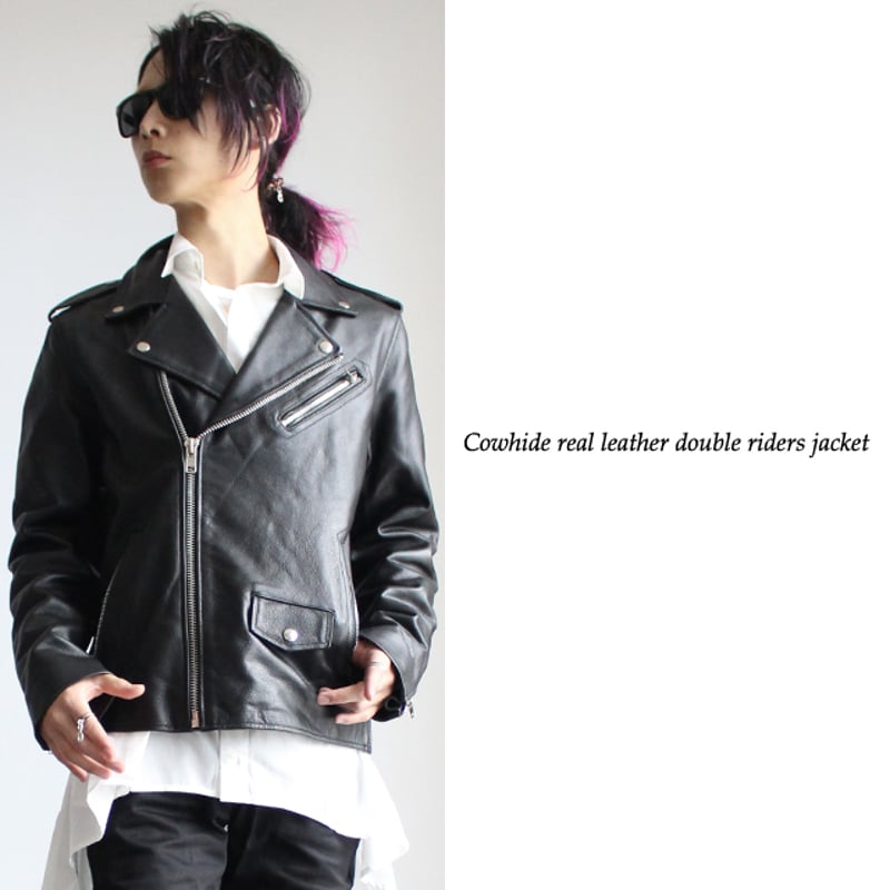 albino】 カウハイド仕様リアルレザーダブルライダース albino】 カウハイド仕様リアルレザーダブルライダース