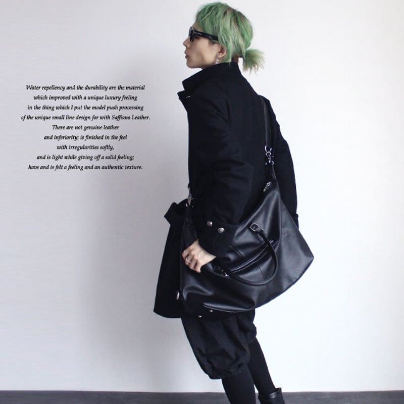 albino select】 サフィアーノ風フェイクレザー2wayボストン