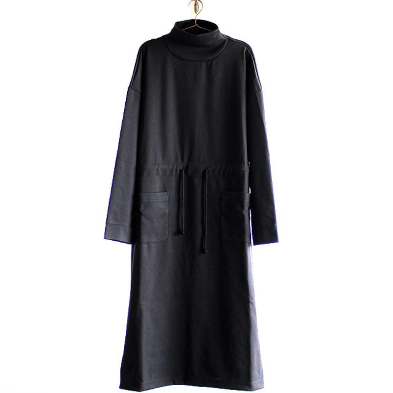 albino】 トゥニカ風ウエストコード付きボトルネックマキシワンピース