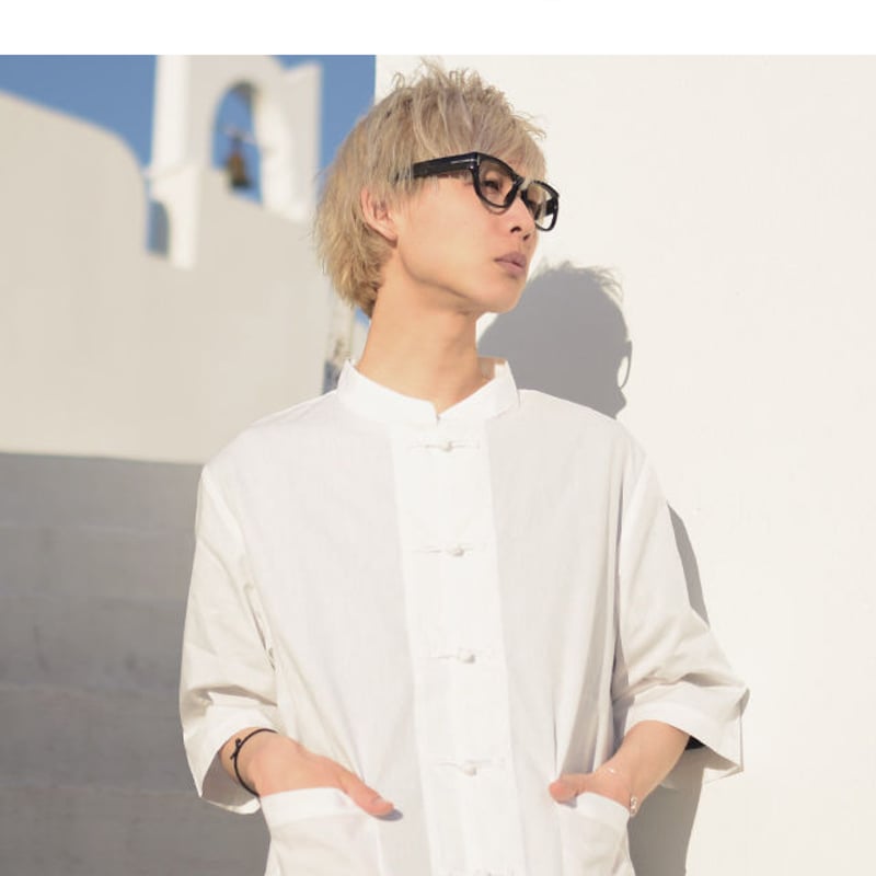albino】 チャイナ風ノーカラービッグシャツ | albino