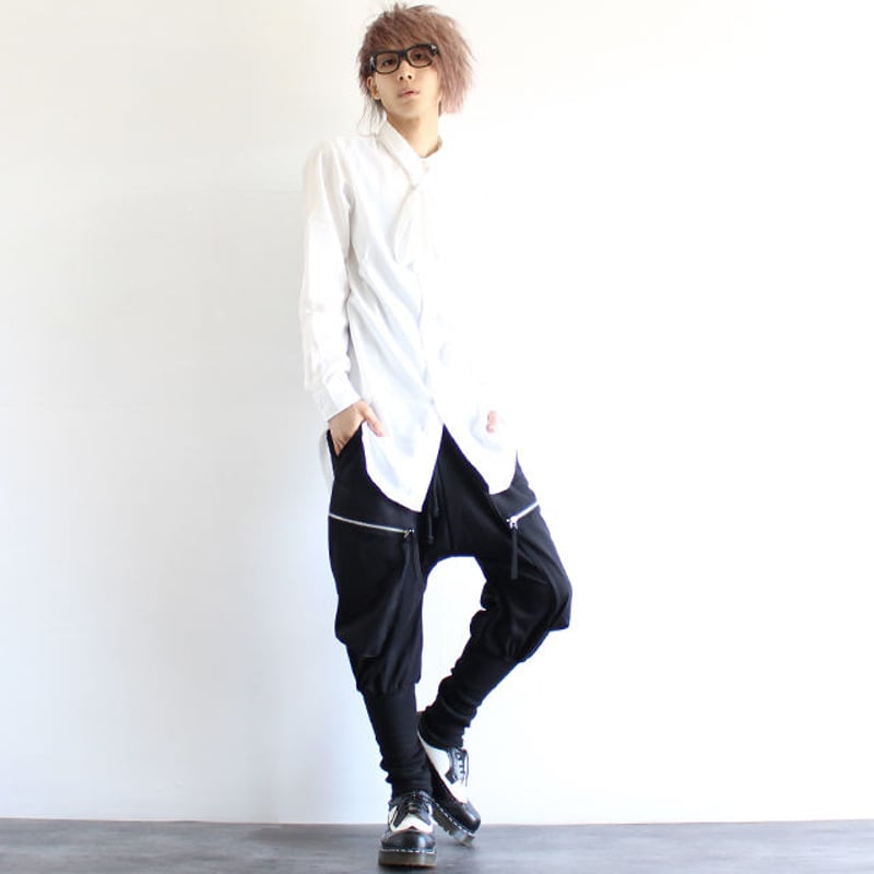 albino ZIPサルエルジョガーパンツ ブラック 楽天市場】【albino】腰巻き風ZIPポケット×燕尾付きミリタリー