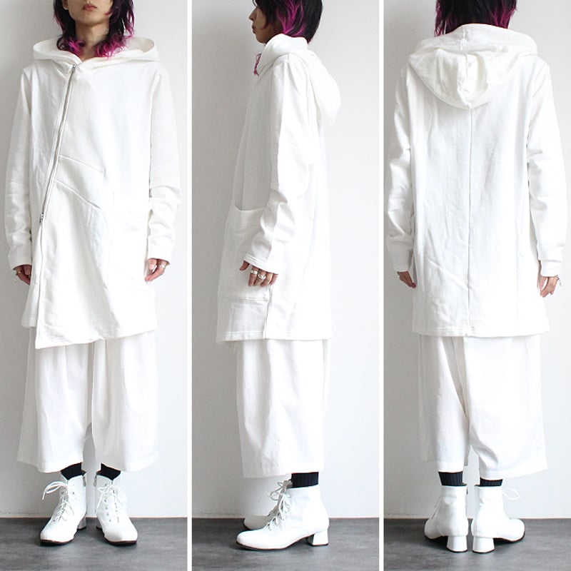 albino】 ポケット×裾アシンメトリースウェットモッズパーカー | albino